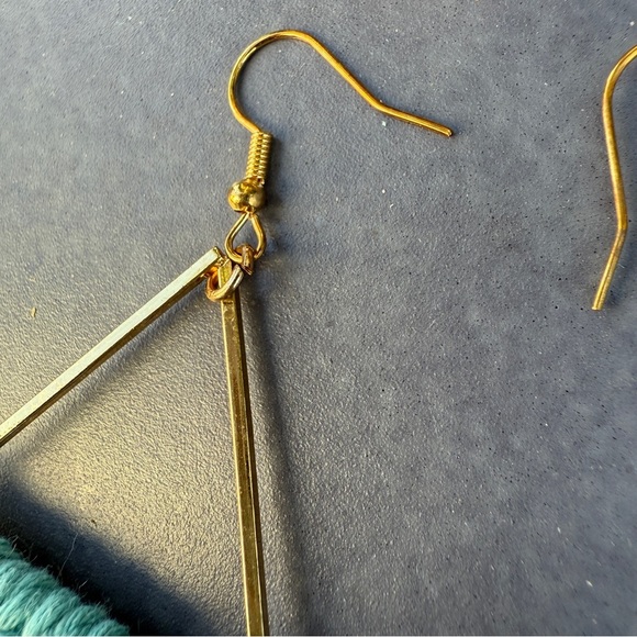 Macrame Crochet Blue Fringe Earrings - Picture 7 of 8